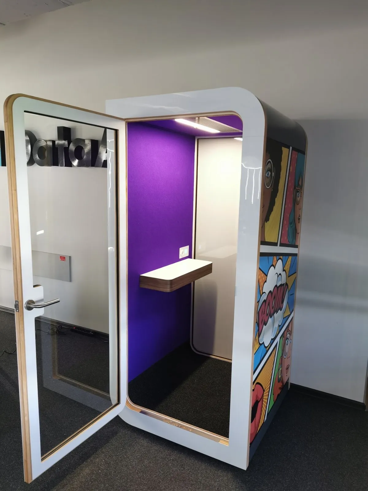 Silentbox acoustic booth with a custom print — Corporate branding