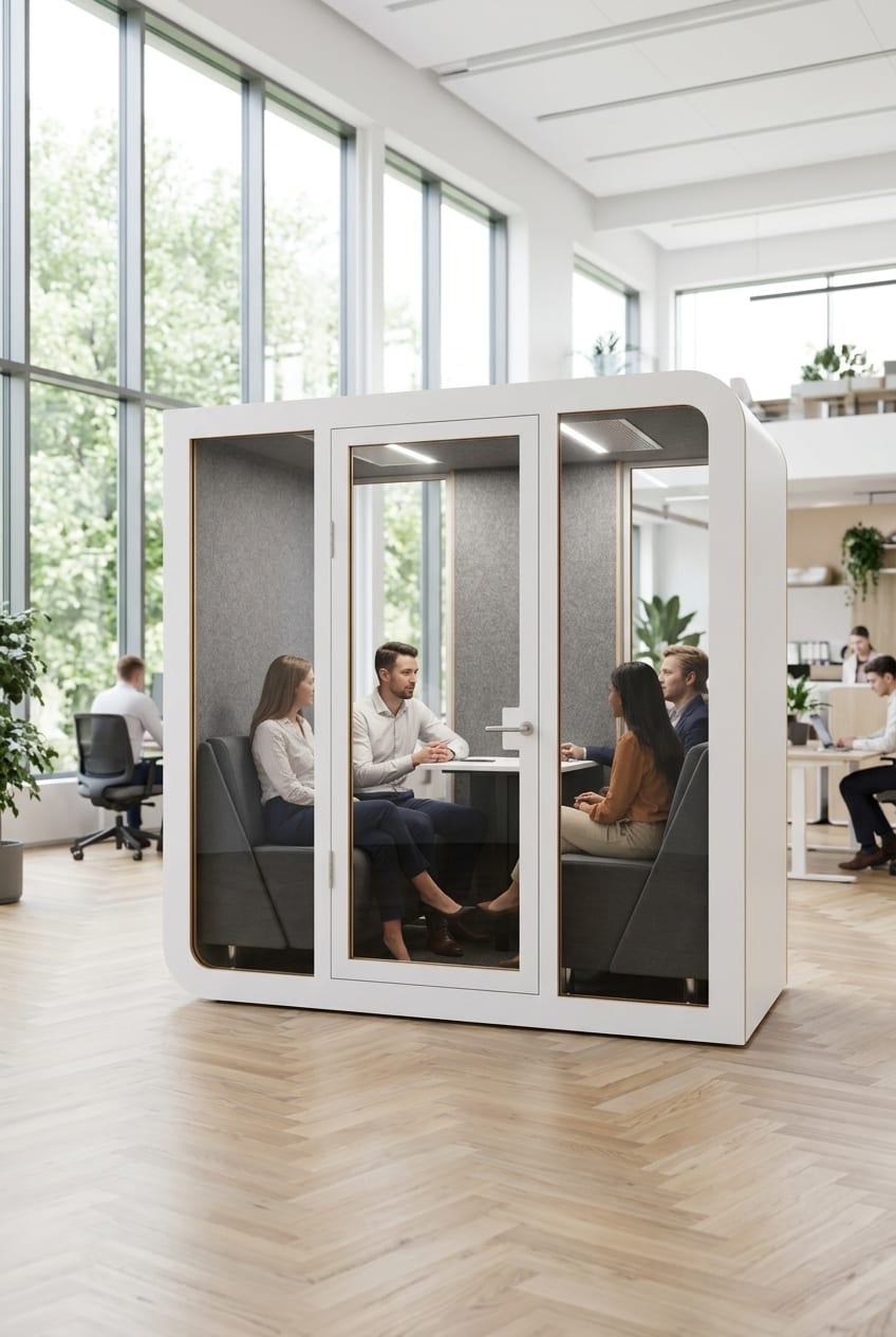 A meeting room in the middle of the floor — Silentbox Quartet Premium booth