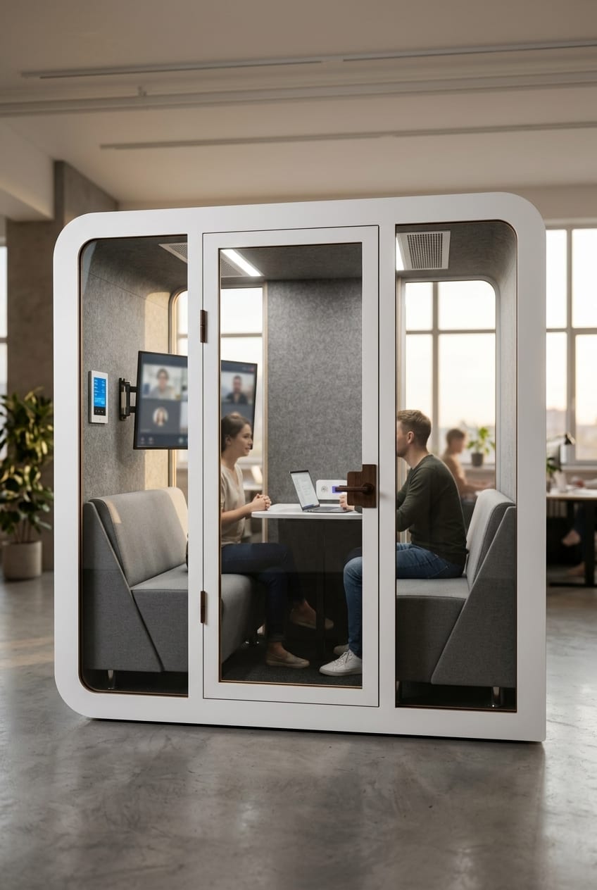 A Zoom room for hybrid teams — Silentbox Quartet Premium booth