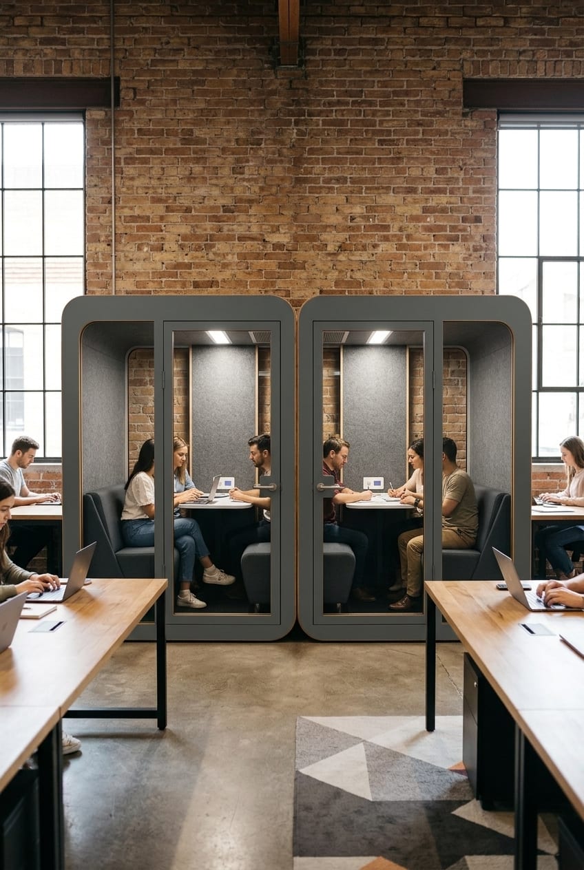 Two pods as a meeting zone — Silentbox Quartet Premium booth