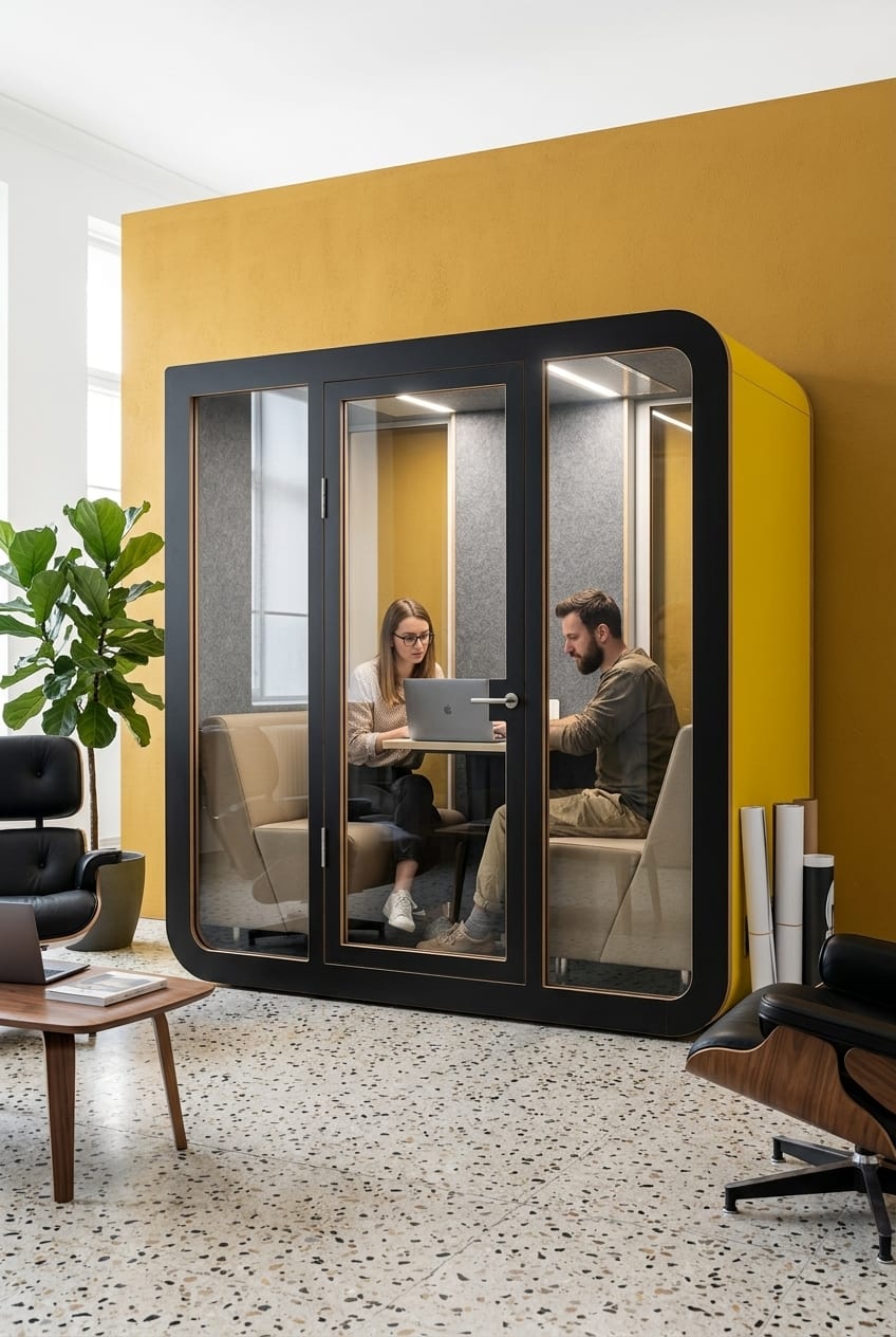 A two-tone pod for a creative team — Silentbox Duet Premium booth
