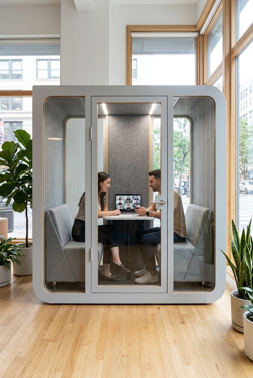A video-call pod for two — Silentbox Duet Premium booth