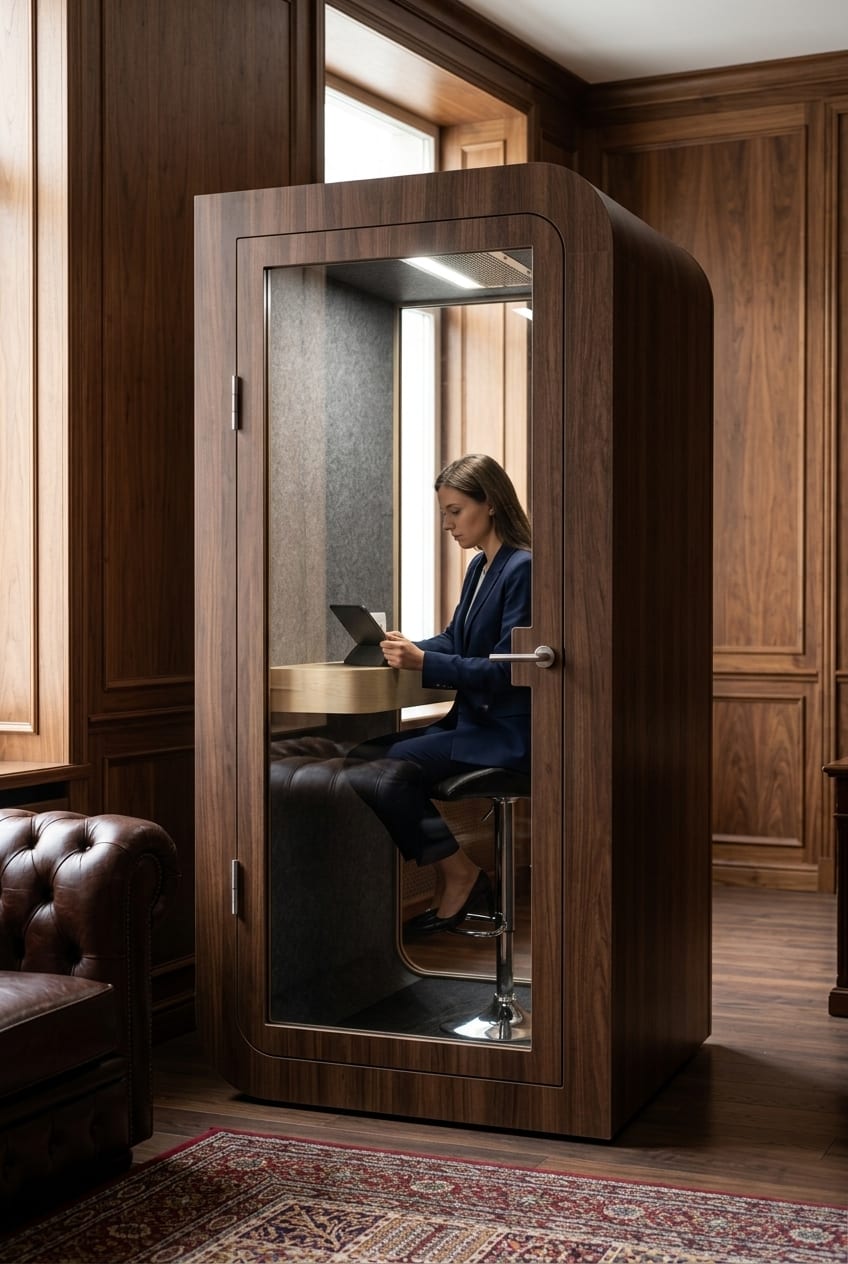 Walnut finish — Silentbox Solo Premium booth