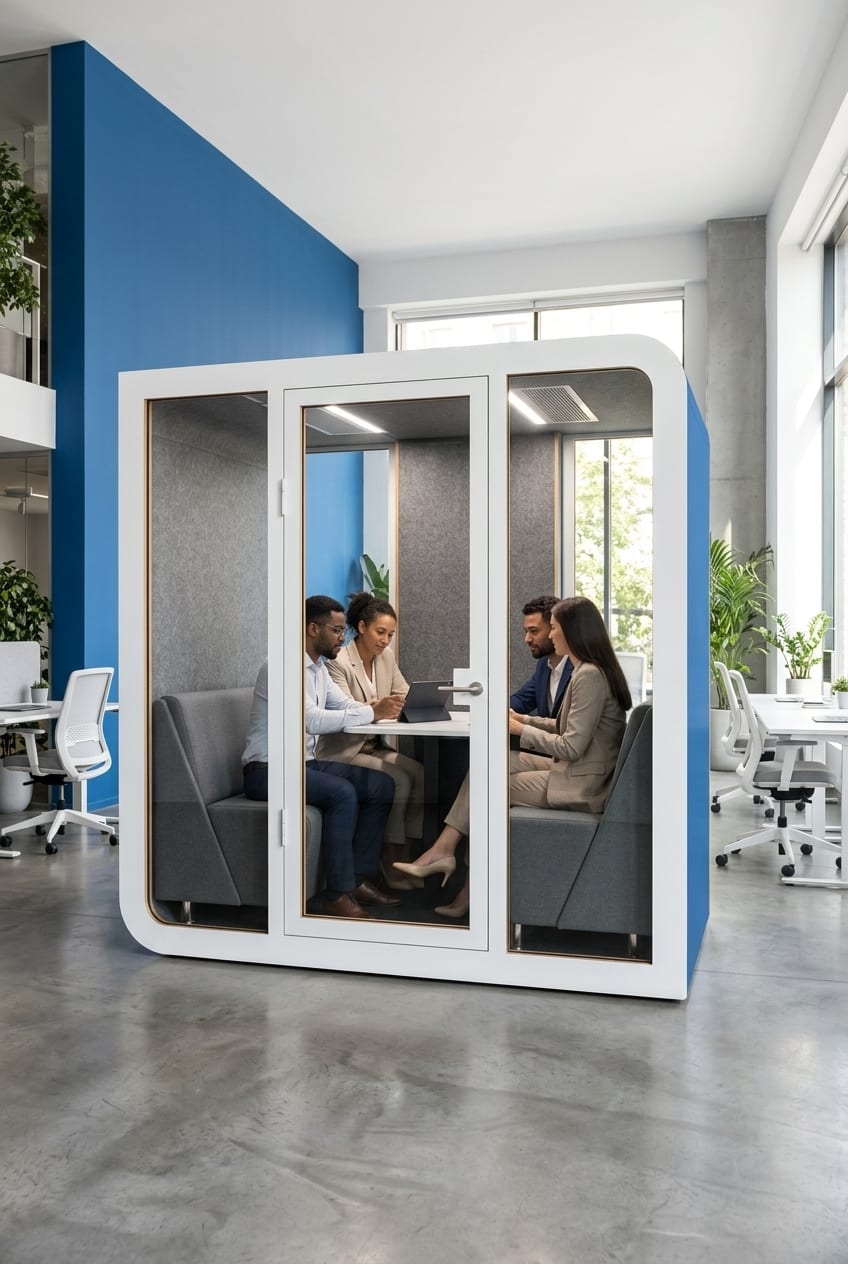 Match the brand colour — Silentbox Quartet Premium booth