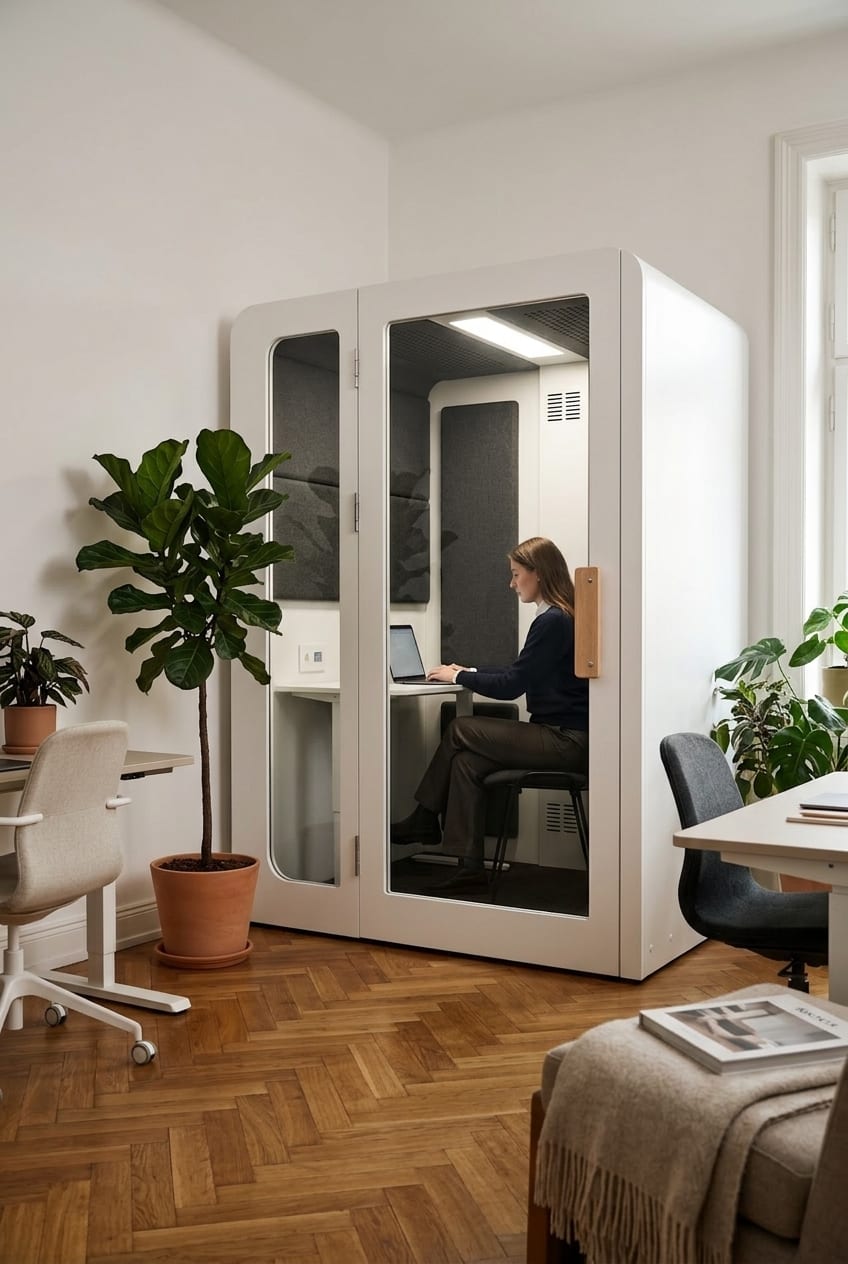 A focus pod for a small office — Silentbox WorkPod booth