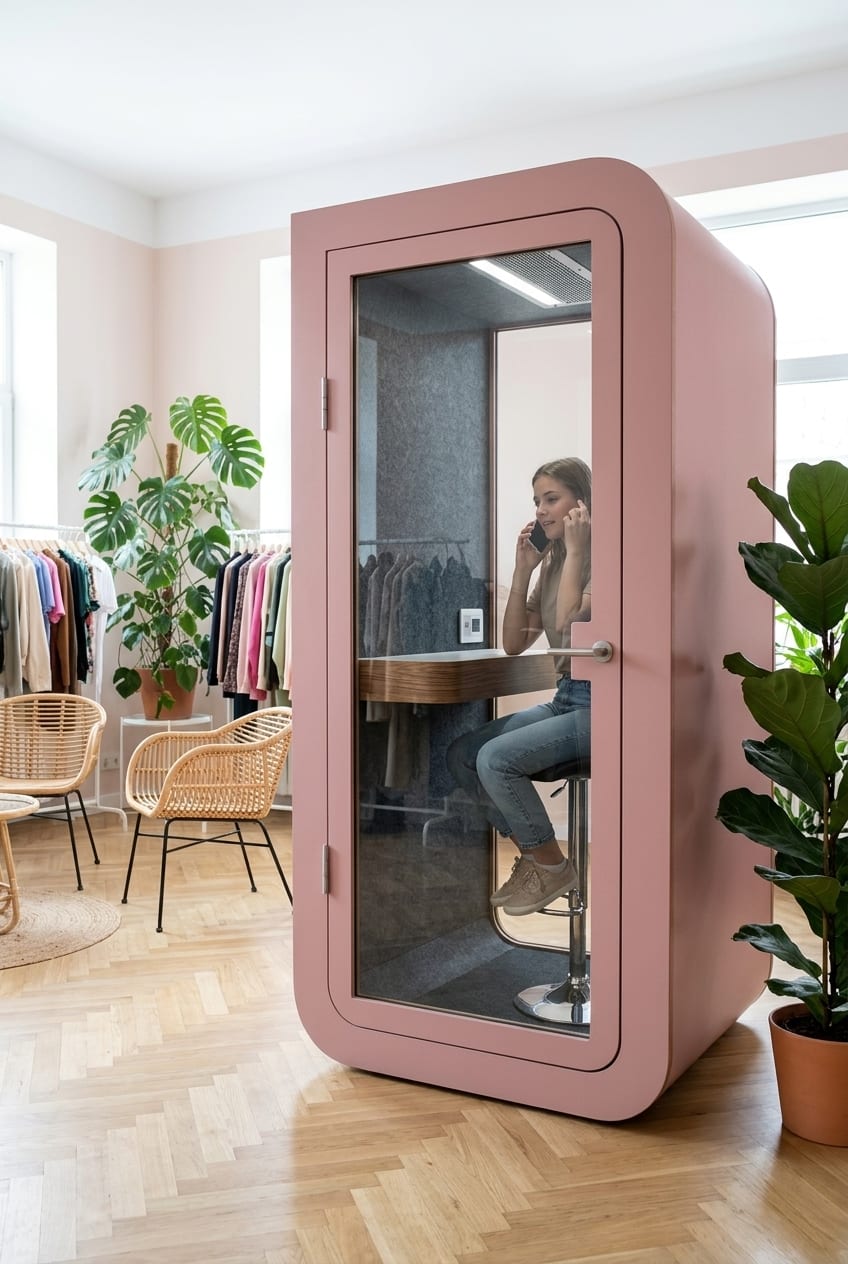 A pastel booth for a fashion office — Silentbox Solo Premium booth