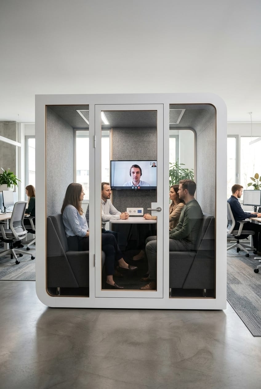 Take video calls out of the open space — Silentbox Quartet Premium booth