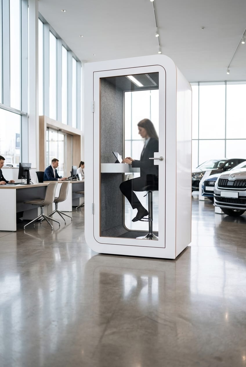 In a showroom — Silentbox Solo Premium booth